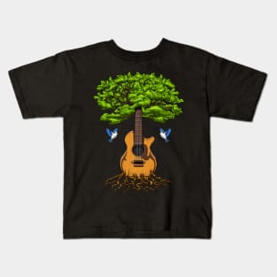 Tree Of Life Acoustic Guitar Kids T-Shirt